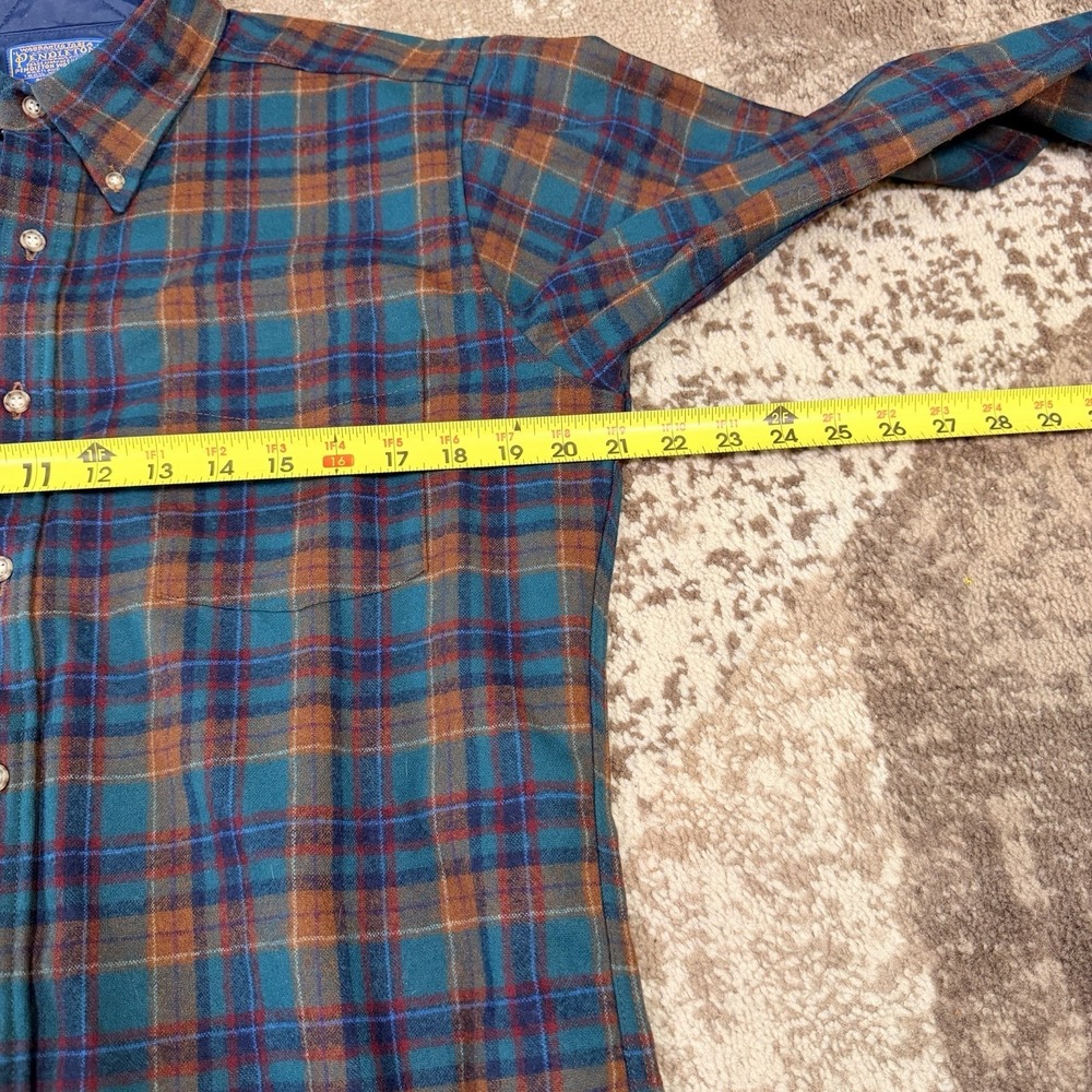 Vintage Pendleton 100% Virgin Wool Men's Medium Plaid Long Sleeve Flannel Work - Picture 6 of 10
